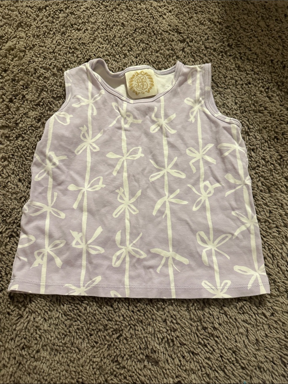 TBBC Baby Lavender Bow Print Tank Top - Kids